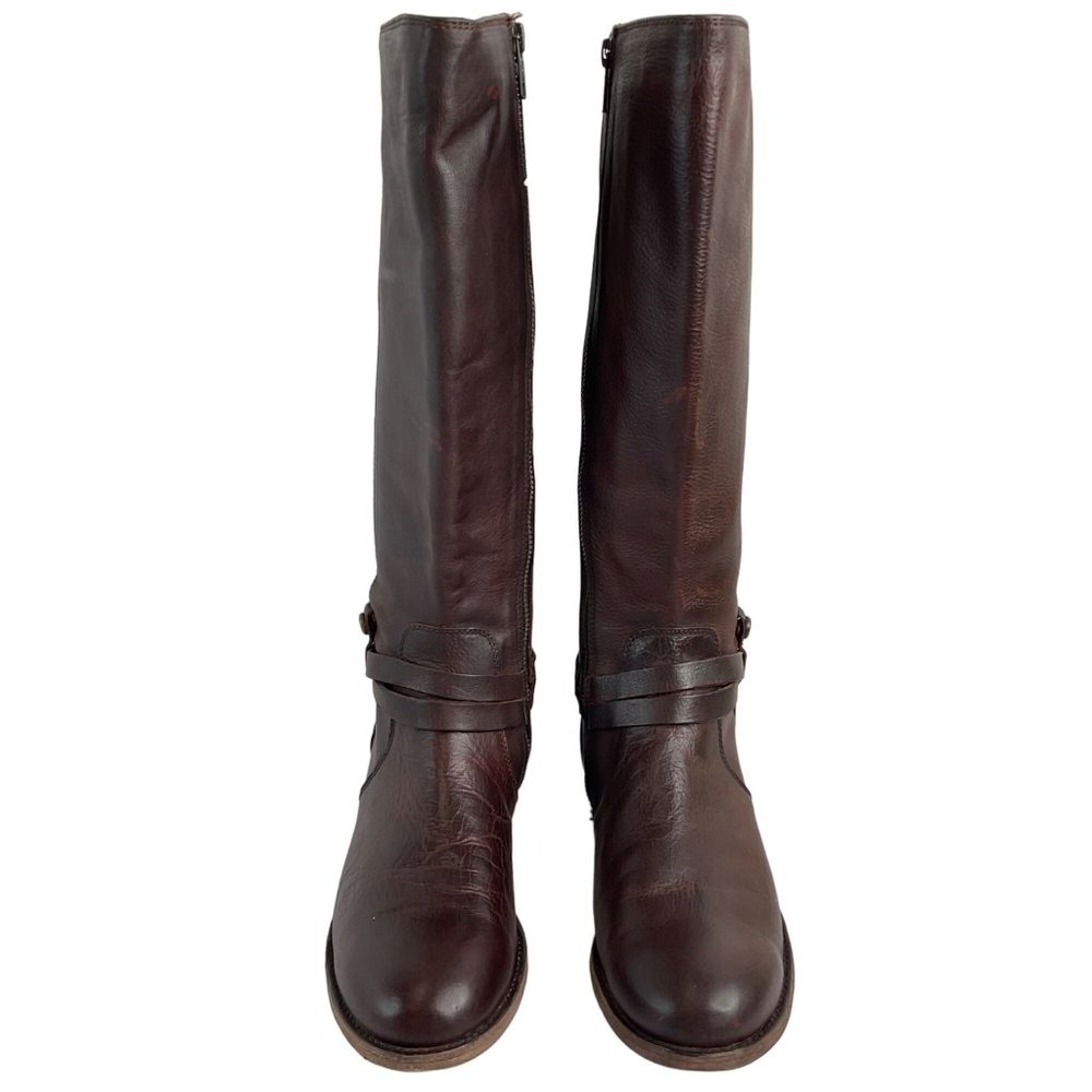 Frye Boots Womens Size 7 Redwood Melissa Belted Tall Boot Leather Luxury $400 - Picture 2 of 13